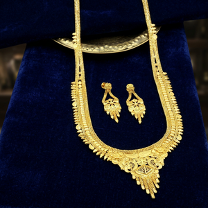 Wholesale 14K 18K 24K Micro Gold Plated Women's Traditional Wedding <b>Long</b> Popcorn Chain <b>Necklace</b> and Earrings Set Brass - Product Image 3