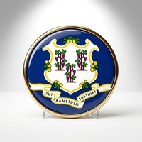 GREPAS GIFTS Épinglette ronde de 1 pouce avec drapeau du Connecticut, épinglette patriotique pour chapeau, épinglette de pays du monde