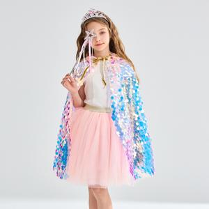 2025 nueva llegada sirena lentejuelas capa foto de niña disfraz accesorios princesa graduación corona traje <span class=keywords><strong>ropa</strong></span> para niños - Product Image 2