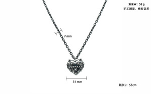 Collar con Colgante en Forma de Corazón Tridimensional de Acero Inoxidable, Estilo Punk Oscuro Europeo Americano, Personalizado y Moderno - Product Image 4