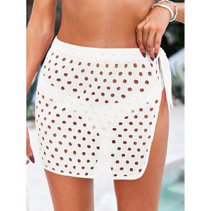 Jupe de plage pour femme, cache-maillot, taille nouée, ajourée, courte, mini-paréo, paréo enveloppant, cache-maillot de bain, cache-bikini - Product Image 2
