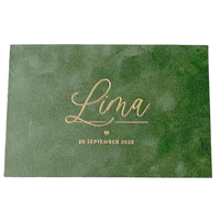 Portefeuille personnalisé avec bord holographique, carte en velours, surface argentée mate, logo laminé, certificat, MOQ 1000 pièces