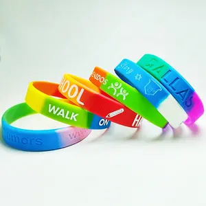 Factory Personalized Ink Injected Print Embossed Glow Custom Logo Debossed Fill Rubber Bracelet Silicone Wristband