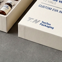 Boîte rigide personnalisée en papier spécial blanc avec couvercle et base pour flacons de peptides, 12 flacons, éponge, impression offset quadricolore, soins personnels