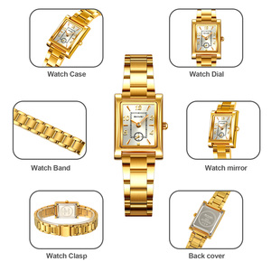 Montre à quartz carrée pour femme SKMEI, bracelet en acier inoxydable, affichage analogique, élégante et tendance - Product Image 2
