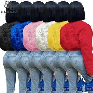 <span class=keywords><strong>Cappotto</strong></span> imbottito in cotone con motivo a stella <span class=keywords><strong>donna</strong></span> Patchwork Puffer Outwear tinta unita inverno caldo Zipper Crop Top Jacket - Product Image 1