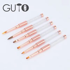 Suministros de uñas de alta calidad, venta al por mayor profesional, juego de pinceles de belleza para decoración de uñas, esmalte de uñas con mango de Metal de Color oro rosa - Product Image 3