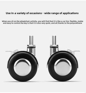 Modernes Design Legierung Kunststoff 1,5 Zoll Doppel rad M8 Gewinde 15mm Stiel Lenk rolle Möbel Rollen für Wohnzimmer Hotel - Product Image 3
