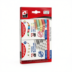Craie colorée Erpsl, 12 pièces, craie blanche, 12 pièces, entièrement absorbante, pour l'école et le bureau - Product Image 1