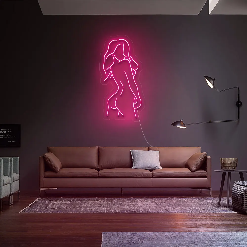 Rebow Blind Drop Versand Acryl Silikon Buchstabe LED Licht Benutzer definierte Rot Rosa Körper Leucht reklame Für Party Dekoration