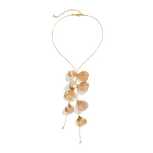 <strong>Gold</strong> Color <strong>Metal</strong> Petal Charm Long Tassel Necklace for Women Choker Chest Chain Jewelry <strong>Collar</strong> Gifts Party Wedding - Product Image 6
