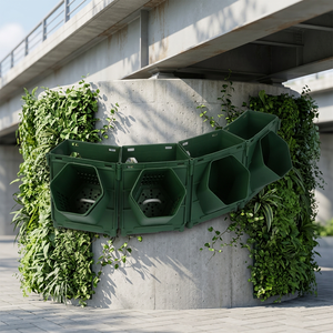 Green PP <b>Vertical</b> Garden <b>Planter</b> <b>Wall</b> Hanging Flower Pot with Drainage Hole Self Watering for Home Hotel Garden - Product Image 5