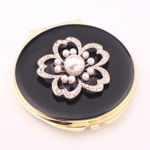Trang Sức Nhỏ Gọn Gương Kim Loại Có Thể Gập Lại Kim Cương Hoa Du Lịch Trang Điểm Gương - Product Image 3