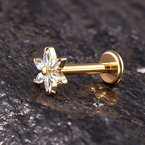 <span class=keywords><strong>Piercing</strong></span> Hélix Classique YingSheng F136 en Titane Plaqué Or 18K/24K avec Cristal Papillon et Strass pour Fiançailles et Mariage - Product Image 2