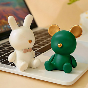 Decorazione in Resina con <span class=keywords><strong>Orso</strong></span> <span class=keywords><strong>e</strong></span> Coniglio Cartoon, per Soggiorno, Mobile TV di Lusso, Mobile Porta Vino, Regalo - Product Image 1