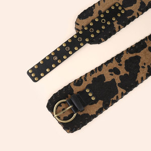 Nouvelle <span class=keywords><strong>ceinture</strong></span> large vintage tendance pour <span class=keywords><strong>femme</strong></span>, style streetwear, avec rivets et boucle ardillon en alliage, accessoire de mode de luxe pour festival de musique - Product Image 4