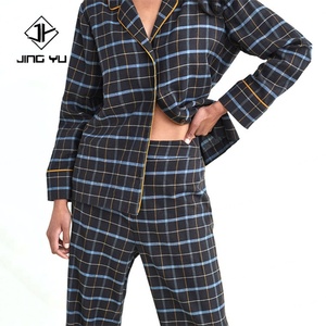 Manufacturer Design Winter Warm Holiday Custom 100% Cotton Plaid <b>Pajama</b> Set <b>Christmas</b> <b>Pajamas</b> Women - Product Image 3