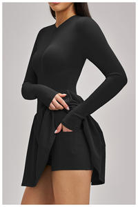 Robe de sport pour femmes de haute qualité avec fermeture éclair, séchage rapide, haute élasticité, pour la course à pied, le golf, le tennis, avec short intégré - Product Image 3