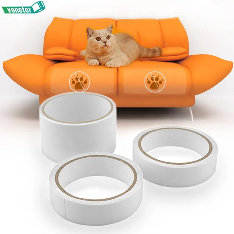 Transparent Cat Anti Scratch Training Sticky Strips Tape, Clear Double Sided PET Safty Furniture Protector Stickers