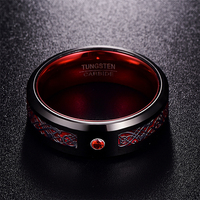 Bague de mariage pour homme Bague en carbure de tungstène avec opale bleue et incrustation de dragon noir