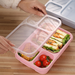 Boîte à lunch pour étudiants à trois compartiments, adaptée au micro-ondes et aux voyages en plein air, idéale pour le stockage des repas en cantine. - Product Image 4