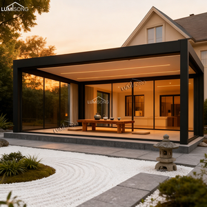 Pergola di Lusso in Alluminio con Porte Scorrevoli in <span class=keywords><strong>Vetro</strong></span>, LED Motorizzate, Impermeabili, Ecologiche, Controllo Intelligente per Esterni e Giardino - Product Image 4