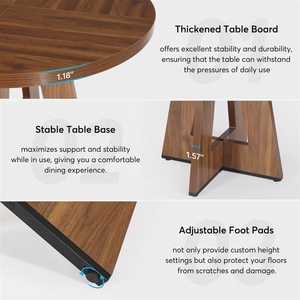 Factory 47 Inch Farmhouse Small Dinner <strong>Table</strong> for Home <strong>Dining</strong> Kitchen Room Wood <strong>Round</strong> <strong>Dining</strong> - Product Image 5
