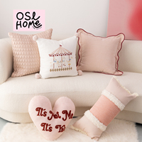 Housse de coussin décoratif rose en forme de cœur pour canapé, appui-tête mignon pour enfants, coussin lombaire pour salon et salle d'exposition