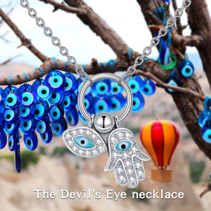Joyería fina <span class=keywords><strong>Plata</strong></span> <span class=keywords><strong>de</strong></span> Ley 925 <span class=keywords><strong>Hamsa</strong></span> Blue Devil's Eye Lucky Charm Colgante Collar - Product Image 5