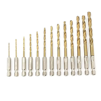 Jeu de 13 forets HSS revêtus de titane, tige hexagonale de 1/4 pouces, forets hélicoïdaux de 1.5mm à 6.5mm pour bois, plastique, métal