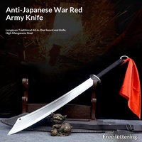 Rotes chinesisches Anti-Japan-Kriegs-Breitschwert aus Manganstahl, einteilig geschmiedet, für Kampfkünste und Kältekampf