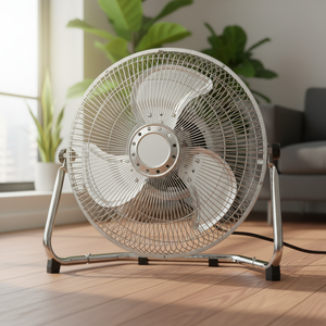 Ventilador Eléctrico de Metal Plateado de 9 Pulgadas, Refrigeración por Aire, Eficiencia Energética, Control Mecánico, Motor AC, 3 Velocidades, Uso Doméstico - Product Image 4