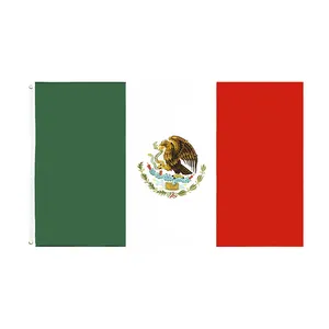 도매 3x5ft 사용자 정의 플래그 로고 100% 두 황동 버클 폴리 에스테르 멕시코 국기