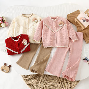 신상품 준비 배송 아동 의류 유아 어린이 크리스마스 스웨터 버튼 카디건 겨울 따뜻한 니트 옷 세트 - Product Image 4