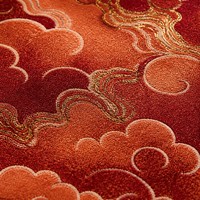 Luxuriöser Roter Runder Teppich mit Glückverheißendem Wolkenmuster Orientalischer Kreisteppich Traditioneller Chinesischer Stil Teppich für Akzentstuhl-Dekoration