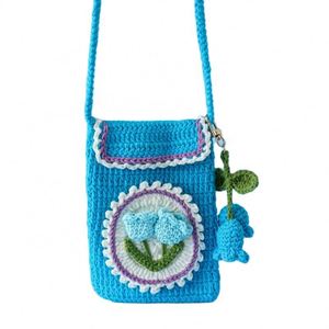 Sac tricoté pour téléphone portable motif flocon de neige au crochet, motif campanule, pour la Saint-Valentin, la Fête des Mères, Pâques, cadeau pour meilleure amie - Product Image 3