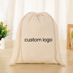 Luxury Jewelry Packing Custom Size Color Printing Logo Cotton Dust Bag Velvet <b>Drawstring</b> Pouch Canvas Dust Bag - Product Image 4