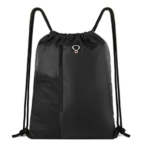 Women Men Large Size Cinch Tote Drawstring Bags Pull String Sports Gym Backpack With Two Zipper