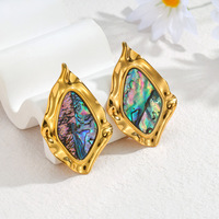 Boucles d'oreilles clous Gaovo Niche Premium en coquille d'ormeau géométrique irrégulière, en acier inoxydable résistant au ternissement, bijoux de mode pour femmes