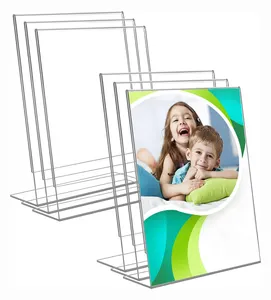 アクリル製サインホルダー 斜め型 アクリルサインホルダー、透明プラスチック製L字型ディスプレイスタンド、アクリルサインホルダー - Product Image 1