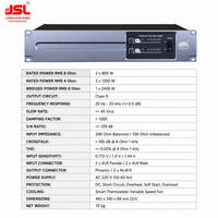 Amplificateur de puissance classe D 2x800W 2x1200W 1x2400W 2U Pro Audio Amp Damping 1000 SNR 109dB pour système de sonorisation PA en direct