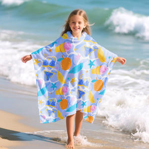 Albornoz Infantil Personalizado de Microfibra con Capucha y Estampado de Dibujos Animados, Toalla de <span class=keywords><strong>Baño</strong></span> Tipo <span class=keywords><strong>Capa</strong></span> para <span class=keywords><strong>Playa</strong></span> de Verano - Product Image 1