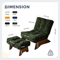 MAXYOYO Fauteuil d'appoint moderne avec cadre en bois, repose-pieds capitonné et dossier réglable, ensemble confortable pour salon