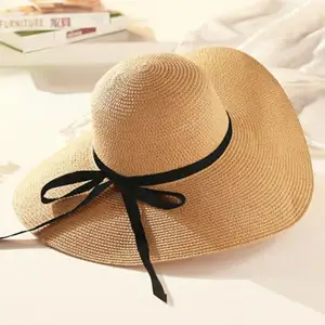 2022 Großhandel Damen Sommer hüte mit Krempe Neue Strohhüte für Frauen Beach Sun Hats Floppy Sunhat