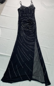 Robe en maille transparente à bretelles sans manches, longueur au sol, fente haute, robes de soirée avec soutien-gorge et doublure - Product Image 5