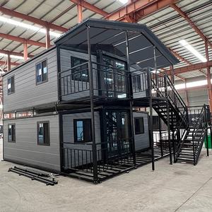 Maison extensible à deux étages à double aile, installation rapide en 10 minutes, isolée pour -30°C ℃ ~<span class=keywords><strong>50</strong></span> ℃   Maison modulaire préfabriquée, aménagement de pièces personnalisé, villa - Product Image 1