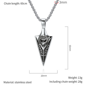 Collar con Colgante <span class=keywords><strong>de</strong></span> Acero Inoxidable 316L Antideslustre, Diseño <span class=keywords><strong>de</strong></span> la Lanza Gungnir <span class=keywords><strong>de</strong></span> Odín con Cuervo y Runas Nórdicas, para Hombre - Product Image 6