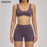 Ensemble de yoga personnalisé Dingtai pour femmes, 2 pièces, tenue de sport respirante, dos élégant, short de gym, tenue de fitness européenne et américaine