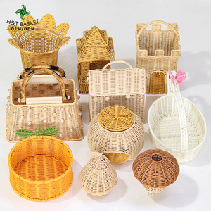 Cesti Decorativi in <span class=keywords><strong>Vimini</strong></span> Intrecciato Fatti a Mano su Misura <span class=keywords><strong>con</strong></span> Manico per Uova, Pane, <span class=keywords><strong>Fiori</strong></span>, Frutta, Picnic e Regali - Product Image 1