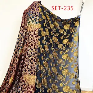 Best quality Fransanwi Dirac Garbasa Metallic Silk Lurex Fabric Silk Chiffon for somalian Dirac and Sudanese Toub